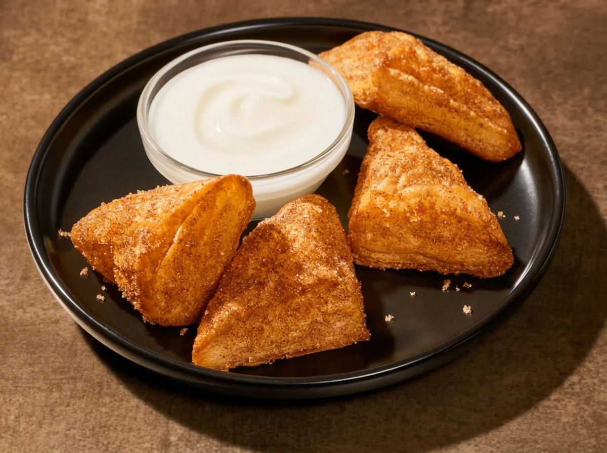 Cinnamon sugar pastry triangles with vanilla dipping sauce from Panera Bread